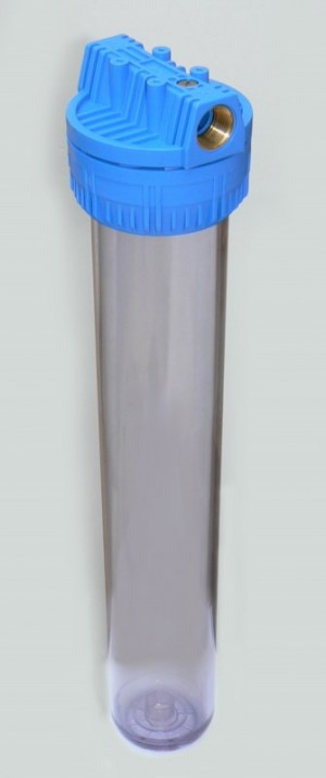 Porte filtre transparent taille 20" avec inserts raccordements ¾ pouces 20x27 - Entre2-eaux